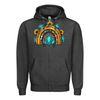 Charcoal Heather western gemstones sunflowers rainbow Zipper Hoodie - OliviaCreatesArt