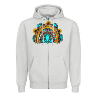 Dove Grey western gemstones sunflowers rainbow Zipper Hoodie - OliviaCreatesArt