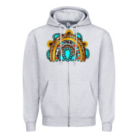 Heather Grey western gemstones sunflowers rainbow Zipper Hoodie - OliviaCreatesArt