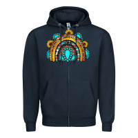 Navy western gemstones sunflowers rainbow Zipper Hoodie - OliviaCreatesArt