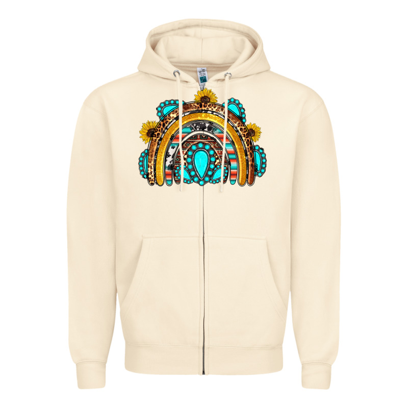 Western Gemstones Sunflowers Rainbow Zipper Hoodie by OliviaCreatesArt | Teevron