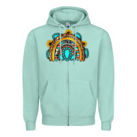 Seafoam western gemstones sunflowers rainbow Zipper Hoodie - OliviaCreatesArt
