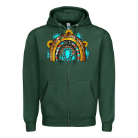 Sports Green western gemstones sunflowers rainbow Zipper Hoodie - OliviaCreatesArt
