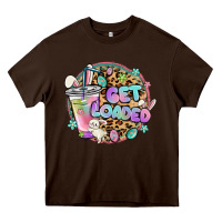 Chocolate Brown get loaded rabbit and easter Heavy Core Tee - MaliasSmallBusiness