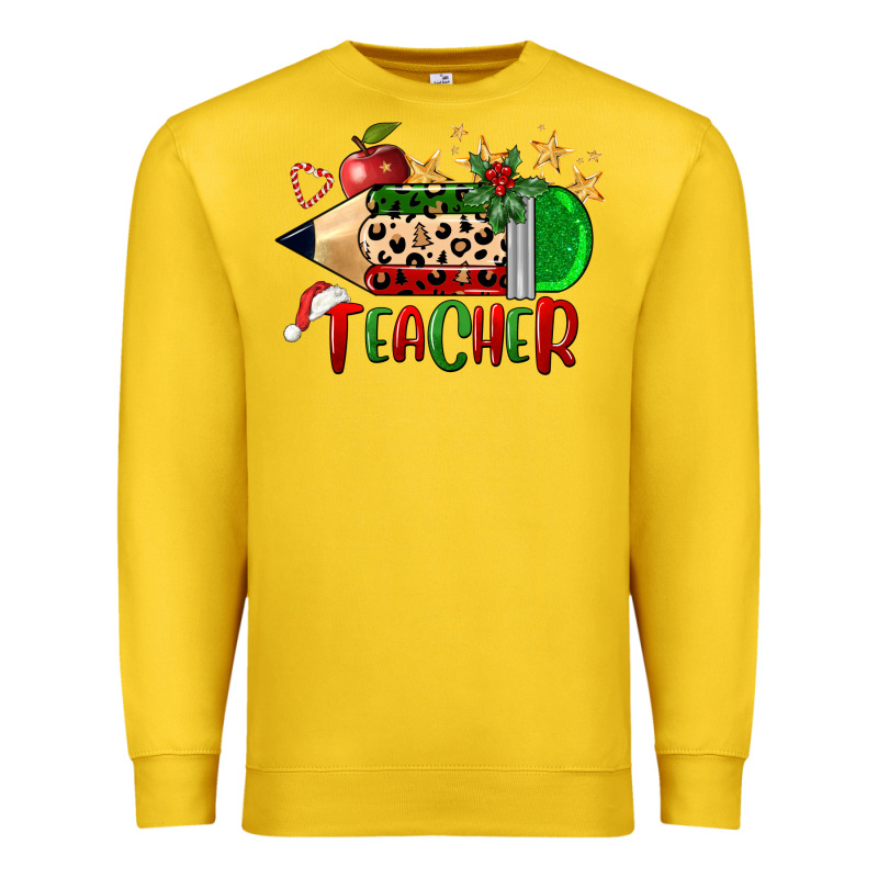 Christmas Teacher Pencil Premium Sweatshirt by FaDigitalArtStudio | Teevron