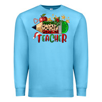 Ocean Blue Christmas Teacher Pencil Premium Sweatshirt - FaDigitalArtStudio