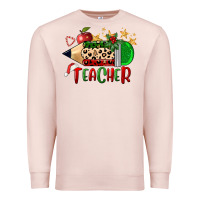 Pale Pink Christmas Teacher Pencil Premium Sweatshirt - FaDigitalArtStudio