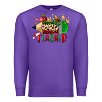 Purple Christmas Teacher Pencil Premium Sweatshirt - FaDigitalArtStudio