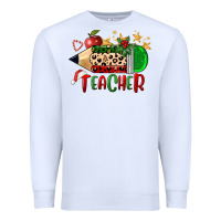 White Christmas Teacher Pencil Premium Sweatshirt - FaDigitalArtStudio