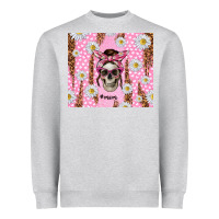 Heather Grey skull mom pink glitter with daisy Heavyweight Sweatshirt - TumblerDesignByShophia