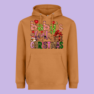 Baby's First Christmas Heavyweight Hoodie Designed By Fadigitalartstudio