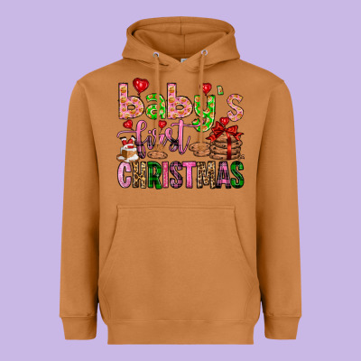 Baby's First Christmas Heavyweight Hoodie Designed By Fadigitalartstudio