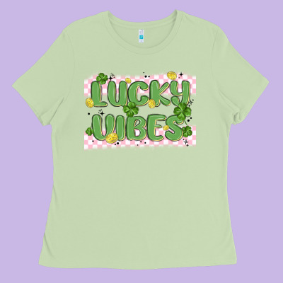 Lucky Vibes Ladies Tee Designed By Maliassmallbusiness