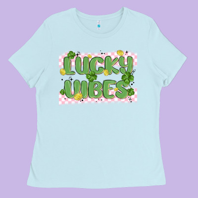 Lucky Vibes Ladies Tee Designed By Maliassmallbusiness