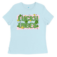 Baby Blue lucky vibes Ladies Tee - MaliasSmallBusiness