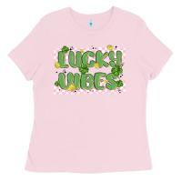 Bubblegum Pink lucky vibes Ladies Tee - MaliasSmallBusiness
