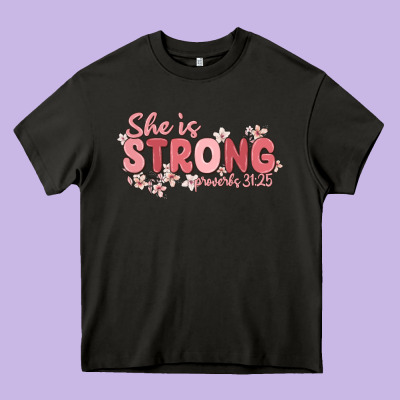 She Is Strong Proverbs 31 25 Heavy Core Tee Designed By Maliassmallbusiness