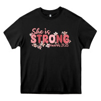Black she is strong proverbs 31 25 Heavy Core Tee - MaliasSmallBusiness