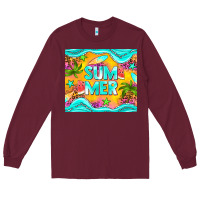 Burgundy summer Long Sleeve Tee - NancyCooperArtShop