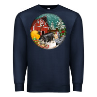 Navy Christmas On The Farm Premium Sweatshirt - FaDigitalArtStudio