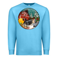 Ocean Blue Christmas On The Farm Premium Sweatshirt - FaDigitalArtStudio