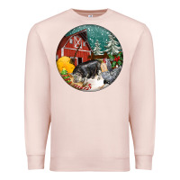 Pale Pink Christmas On The Farm Premium Sweatshirt - FaDigitalArtStudio