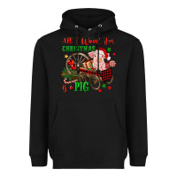 Black all i want for christmas is a pig Heavyweight Hoodie - FaDigitalArtStudio