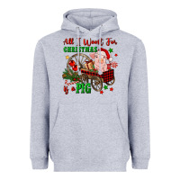 Heather Grey all i want for christmas is a pig Heavyweight Hoodie - FaDigitalArtStudio
