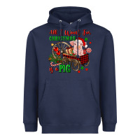 Navy all i want for christmas is a pig Heavyweight Hoodie - FaDigitalArtStudio