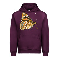 Mauve Wine Painted Lady Butterfly Urban Hoodie - LillyAllenDesigns