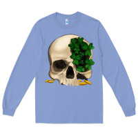 Colony Blue St patrick's day Skull with clovers Long Sleeve Tee - Jasminsmagicworld