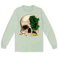 Matcha St patrick's day Skull with clovers Long Sleeve Tee - Jasminsmagicworld
