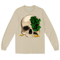 Mushroom St patrick's day Skull with clovers Long Sleeve Tee - Jasminsmagicworld