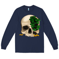 Navy St patrick's day Skull with clovers Long Sleeve Tee - Jasminsmagicworld