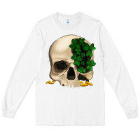 White St patrick's day Skull with clovers Long Sleeve Tee - Jasminsmagicworld