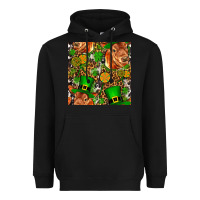 Black st patricks  cow with candy Heavyweight Hoodie - FaDigitalArtStudio