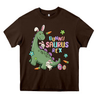 Chocolate Brown bunny saurus rex Heavy Core Tee - MaliasSmallBusiness