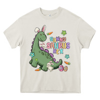 Cream bunny saurus rex Heavy Core Tee - MaliasSmallBusiness