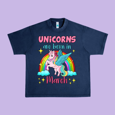 Unicorns Are Born In March Urban Heavy Tee Designed By Jasminsmagicworld
