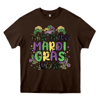 Chocolate Brown thick thighs mardi gras vibes Heavy Core Tee - MaliasSmallBusiness