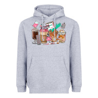 Heather Grey Nurse Coffee Cups Heavyweight Hoodie - FaDigitalArtStudio