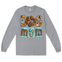 Heather Grey Dog Mom with Paw Long Sleeve Tee - texasbilliewilder