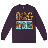 Plum Dog Mom with Paw Long Sleeve Tee - texasbilliewilder