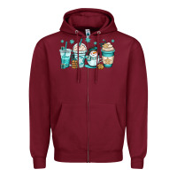 Burgundy winter coffee cups Zipper Hoodie - OliviaCreatesArt