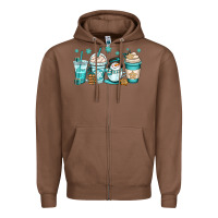 Chestnut winter coffee cups Zipper Hoodie - OliviaCreatesArt