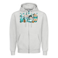 Dove Grey winter coffee cups Zipper Hoodie - OliviaCreatesArt