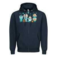 Navy winter coffee cups Zipper Hoodie - OliviaCreatesArt