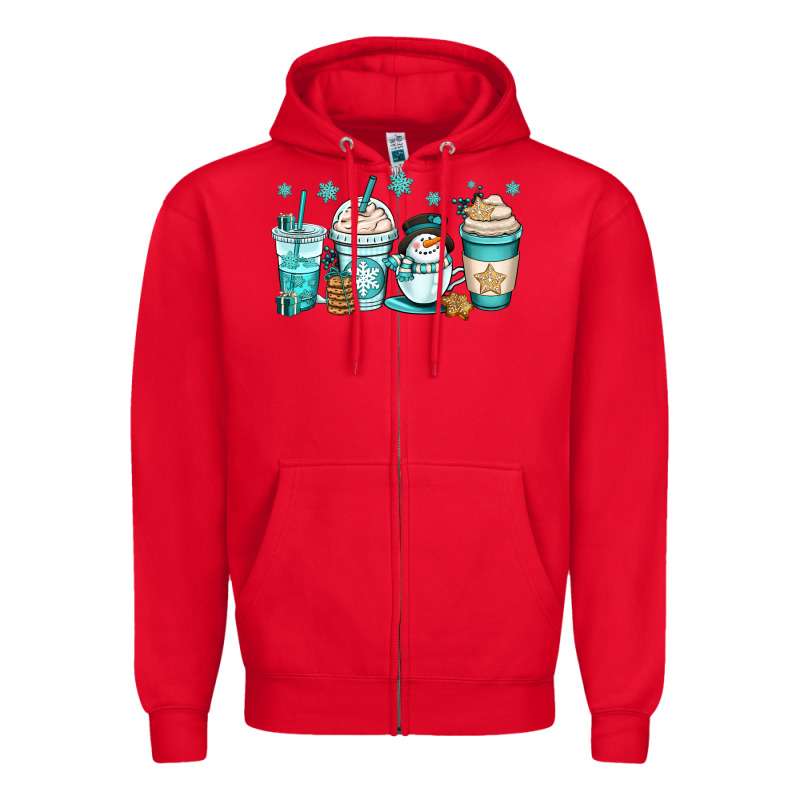 Winter Coffee Cups Zipper Hoodie by OliviaCreatesArt | Teevron