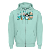 Seafoam winter coffee cups Zipper Hoodie - OliviaCreatesArt