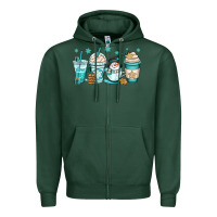 Sports Green winter coffee cups Zipper Hoodie - OliviaCreatesArt